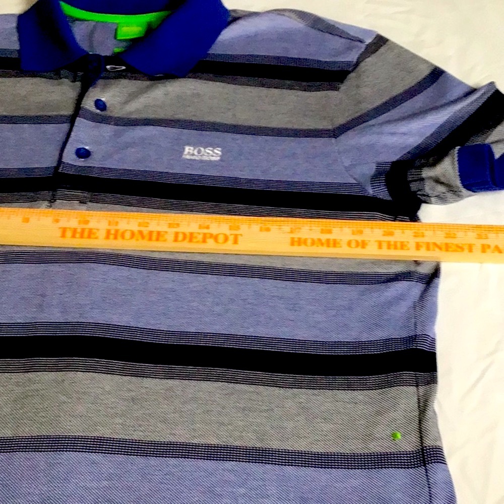 Boss HUGO polo Shirt with Blue and gray Stripes size XL - Picture 7 of 9